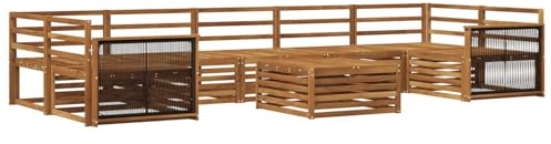 vidaXL Outdoor-Sofagarnitur 8 pcs Natur Massivholz Akazie, Moderner Garten-Sofa, L-förmige Möbel, Terrassen-Lounge, Sitzgruppe für draußen, bequem im Garten