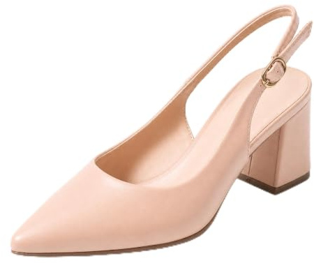 MISSCAI Scarpe Donna Slingback Eleganti con Tacco a Blocco Geometrico 8 cm Punta Affusolata