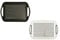 ITP Lot de 2 plateaux de service rectangulaires antidérapants en plastique avec surface en caoutchouc haute adhérence, poignées faciles à saisir, noir et blanc.