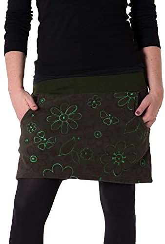 Vishes - Alternative Bekleidung - Warmer Fleece Rock mit aufgestickten Blumen