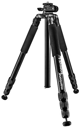 Mantona Kodiak L Fotostativ - 510 x 105 x 105 mm - 15 kg Traglast / 8-166 cm Höhe - Aluminium - stabiles Profi Fotostativ ohne Kugelkopf, mit schwenkbarer drehbarer Mittelsäule - Fotografie Atelier
