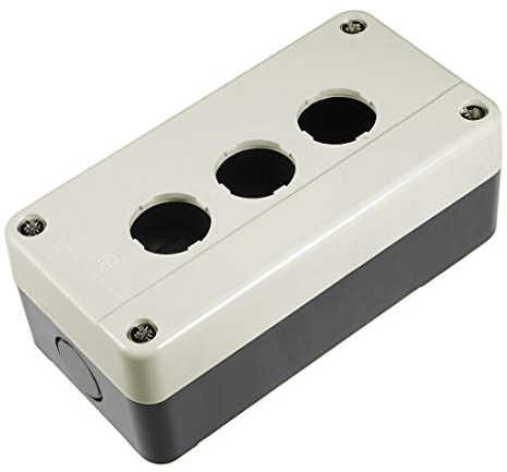 sourcing map Push Button Switch Control Station Box 22mm 3 Button Hole Waterproof Black and Light Grey