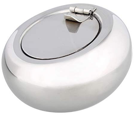 7Penn Metall Aschenbecher mit Deckel, Zigarettenablage Geschlossener Aschenbecher für Zigaretten, Aschenbecher Outdoor mit Deckelhalter - Groß