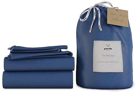 Panda London Bamboo Complete Bedding Set - Eco-Friendly, Hypoallergenic, Full Set for Comfort, UK Double, Deep Sea Navy