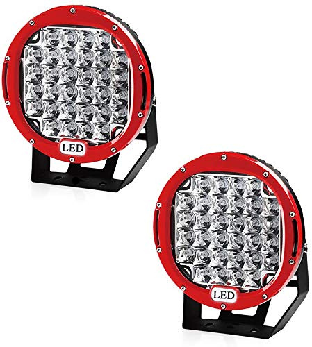 Willpower 2pcs LED Offroad Scheinwerfer 12V 24V Arbeitsscheinwerfer Led Auto 252W 23CM Zusatzscheinwerfer 6000K Wasserdicht IP67 Rückfahrscheinwerfer Led für Traktor Truck SUV UTV ATV Rot