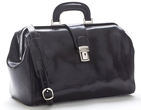 Leder Doktortasche - D&D0205 - Made in Italy (Schwarz)