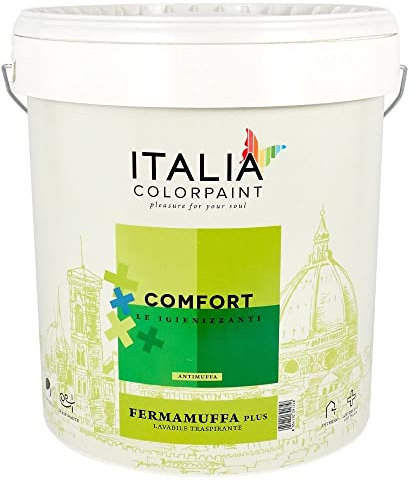 Comfort Fermamuffa Plus Idropittura Murale Lavabile Traspirante Antimuffa (Litri 4, Bianco)