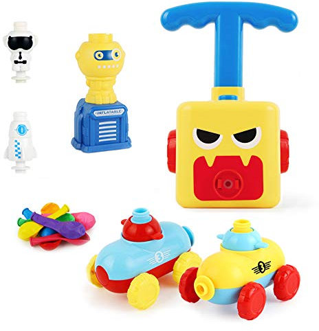 Jouet Lanceur de Ballon de Voiture Alimenté par Ballon,Inertial Power Balloon Car avec 16 Ballons,Ensemble de Lanceur Voiture Ballon,Pompe Gonflable Aérodynamique Cadeaux pour Enfants Garçons Filles