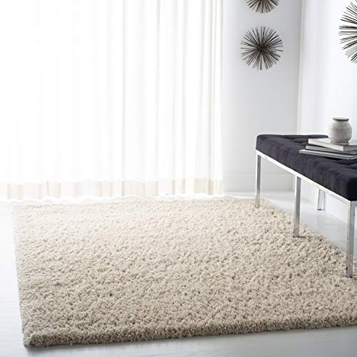 SAFAVIEH Fontana Shag Collection X-Large Area Rug - 11' x 15', Creme, Solid Design, Non-Shedding & Easy Care, 2-inch Thick Ideal for High Traffic Areas in Living Room, Bedroom (FNT800B)