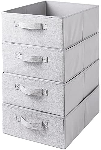 AYVANBER Foldable Storage Boxes Large Closet Organizers and Cube Storage Bins with Handle Clothes Drawer Organizer Bedroom Organization Set for Bedding Clothes Toys Socks and More (Light Grey)