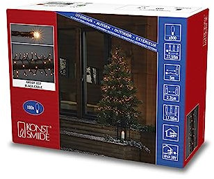Konstsmide Micro LED Compactlights, 800 bernsteinfarbene Dioden, 30V Außentrafo (IP44), 6W, schwarzes Kabel - 3869-800, Bernsteinfarben