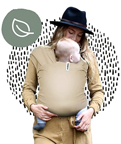 Cuddie Babytragetuch Sand | Premium Bio-Tragetuch für Neugeborene und Kinder | Alles in einem Babytrage | Geschenk Baby Wrap Carrier | Bis zu 15 kg | Verstellbar für alle Körpertypen (Sand)