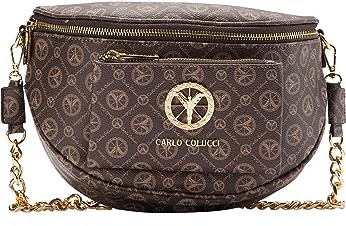 Carlo Colucci Tasche mit Kette und Logoprint Braun OS