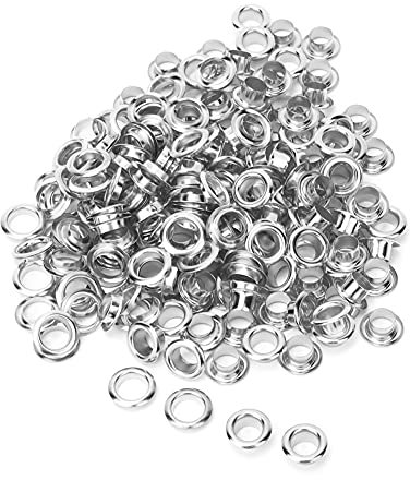 Öse Hohlniete, 100 STÜCKE 6mm Metallösen für Kleidung Tasche Gürtel Schuh Öse Öse Zange Set Öse Locher Zange Tülle Handpresse Zange(Silber)