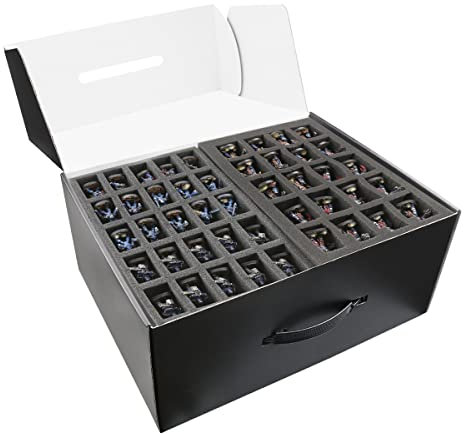 Jucoci Miniatures & Figure Storage Case with Customizable Foam to Carry Various Sizes for WH40K, WH AOS, Xwing, Infinite, and DND Miniatures(Compatible with Infrantry)