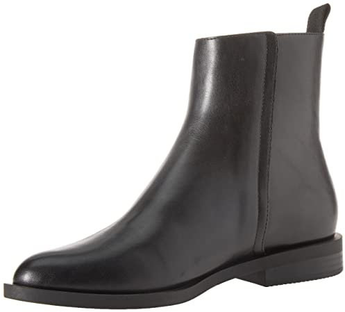 Amazon Essentials Stivaletti Bassi con Cerniera Esterna Donna, Nero Finta Pelle, 38.5 EU