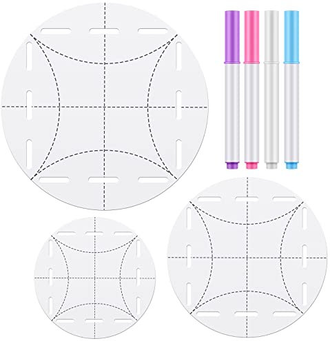 7 Pcs Quilt Circle Template Fabric Marking Pens Set Including Round Acrylic Circle Ruler Water Soluble Pen Sewing Marking and Tracing Tools for Cutting Patterns and Sewing, Assorted Colors