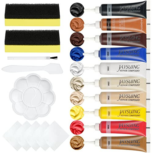 URAQT Leather Repair Kit, Vinyl Repair Kit 10 Colours, Leather Restorer for Sofas, Liquid Scratch Filler Formula Repairs for Leather Car Seats, Sofas, Furniture, Jackets, Bags, Belts, Suitcases