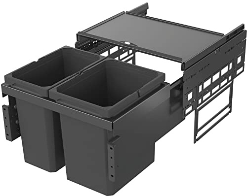 VAUTH-SAGEL Envi Space S Poubelle encastrable KB 500 mm, système de tri des déchets avec raccordement frontal dans l'évier 12 et 15,5 l, plastique gris lave