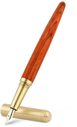 Cobee® Holz-Füllfederhalter, handgefertigter Holz-Füllfederhalter, Vintage-Luxusstift, 0,5 mm feine Spitze, Business-Stift, glattes Schreiben für Journaling, Kalligraphie, Geschenkzubehör (rot)