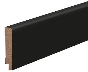 PROVISTON | Plinthe | MDF laminé | Profil arrondi | 16 x 100 x 2500 mm | Noir | Plinthe | Robuste | Qualité supérieure | 25 mètres