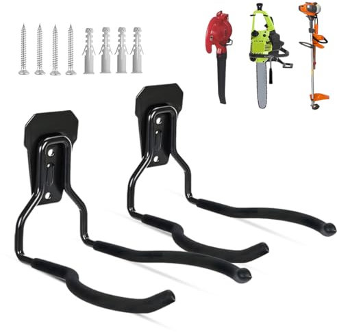HiNADA Crochets Coupe-Bordures, Support Balais Mural, Crochet Muraux Garage, Cintre pour Outils électriques Jardin, Tondeuse Corde, Porte Désherbage