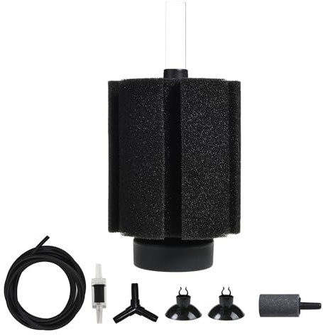 ALEGI Schwammfilter für Aquarien, 20 Gallonen, leiser Schwammfilter mit Luftstein, für Betta Fry Garnelen und kleine Fische (1 Stück)