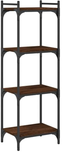 vidaXL Bücherregal, Bücherschrank mit 4 Böden, Regal mit verstellbaren Beinen, Standregal Aktenregal Büroregal, Braun Eiche Holzwerkstoff