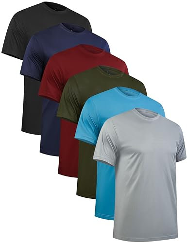 TELALEO 6er Pack Sport Tshirts Herren Kurzarm Funktionsshirt Schnelltrocknend Atmungsaktive Für Laufen Running in Sommer L