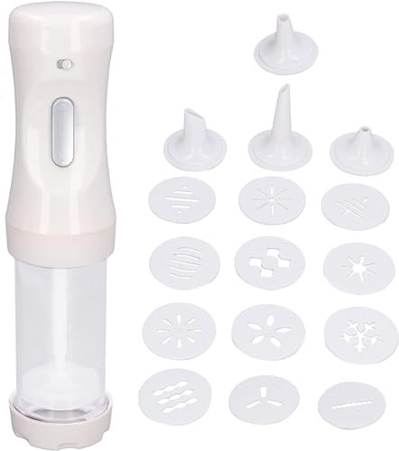 Cookie Press Electric Cookie Press Gun, DIY Cookies Maker Set with 12 Cookies Discs and 4 Icing Tip, Cookie Press Cake Decoration for Baking Biscuit Maker