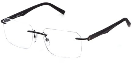FILA Quadratisch Edelstahl Brillen in Total Seidenmatt Schwarz für Herren, Brille mit Sehstärke, optional mit Sonnenbrillen tönung oder Blaulichtfilter (Modell VFI708)