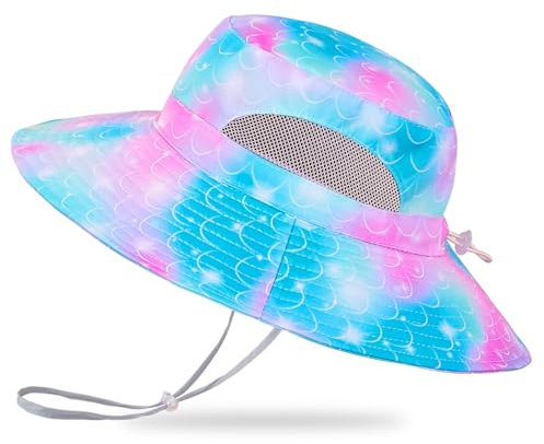 MHJY Hut Sommer Mädchen Sonnenhut Kinder Sonnenmütze Einhorn Anglerhut UV Schutz Mütze Kappe mit Breiter Krempe und Verstellbaren Bändern für 2-8 Jahre