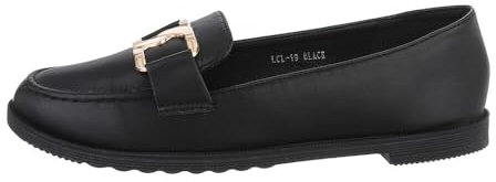 Ital Design Damenschuhe Halbschuhe Mokassins, LCL-19-, Kunstleder, Schwarz, Gr. 36