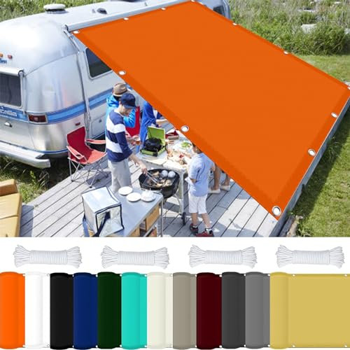 Toldos Exterior Terraza 0.6 x 2 m 98% UV Protection Toldo Sol Balcón Rectangular Poliéster para Terraza Patio Exterior Jardín, Naranja