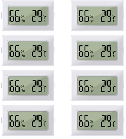 LYCXAMES Thermometer Hygrometer, 8pcs Mini LCD Digital Hygrometer Thermometer, 2in1 Innen Außenfeuchtemessgerät Temperaturmesser, Thermo Hygrometer für Gewächshaus Keller