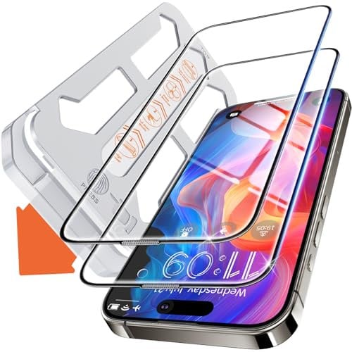 Tentoki 2 Pezzi Pellicola per iPhone 15 Pro Max (6,7 Pollici),Vetro Temperato compatibile con Face ID, Copertura completa 2.5D Pellicola prottetiva,Auto Dust Vetro,Durezza 9H vetrino