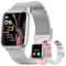 Smartwatch Damen mit Telefonfunktion, 1.83 Uhr mit SpO2 /Herzfrequenz/Schlafmonitor /Multi Sportuhr/IP68 Wasserdicht//Menstruationszyklus/Fitness Tracker Schrittzähler für iOS Android (Silber)
