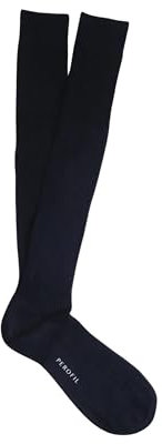 PEROFIL 3 Pezzi Calza Lunga a Costina in 100% Filo di Scozia VPRC00325, Blu 41/42