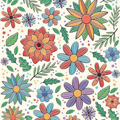 LZH-LP Selbstklebende Tapete mit Blumenmotiv und Blättern, dicke, 44x600CM abziehbare Vinylfolie, bunte Tapete, selbstklebende Rückseite, wasserfeste Möbelfolie
