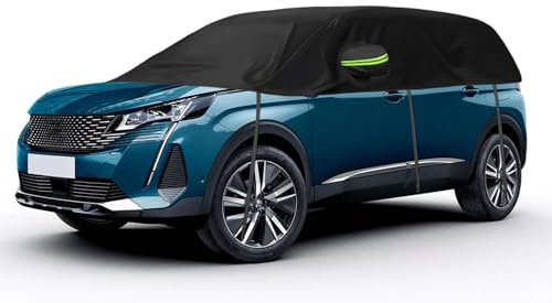 Halbe Autoabdeckung Ersatz für Peugeot 5008 T87/P87 2009-2024, Halbgarage, Verdickter Stoff Allwetter Halbabdeckung Reflektierende Autoabdeckung wasserdichte Schutzhülle UV-Schutz Schneeschutz