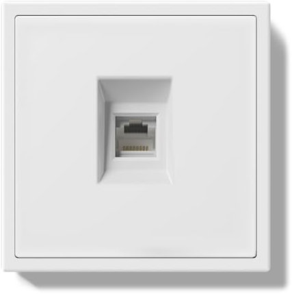 BSEED Prise murale standard UE Cat 6 Ethernet avec griffes, prise encastrée avec cadre en PC, 80 x 80 mm, blanc
