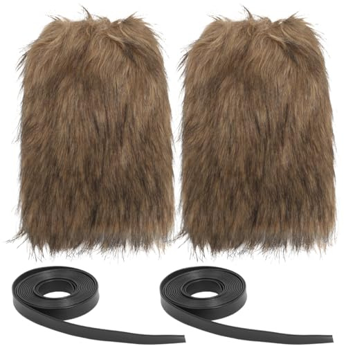 Garneck Wikinger-Cosplay PelzstiefelüBerzieher Aus Kunstpelz Mit Elastischen BäNdern Unisex Beinstulpen FüR Halloween KostüM Mittelalterliche Armwickel Warm Und Retro
