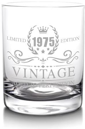 xilaxila Whiskeyglas zum 50. Geburtstag für Männer, Vintage 1975, Whiskey-Geschenke für Ihn, Vater, Ehemann, Freunde, 325 ml