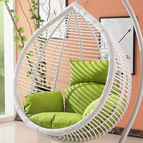 Hanging Egg Chair Cushion, Does Not Include Chairs, Soft Hanging Basket Chair Cushions, Removable Washable Thicken Egg Chair Cushion for Outside Patio Bedroom Garden and Balcony(Green)