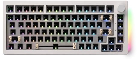 Akko Kit Clavier barebones 5075B, kit de Bricolage de Jeu 2,4 GHz/BT 5.0/Filaire, programmable Via, Hot Swap Custom Keyboard Kit, Batterie 4500 mAh, South-Facing RGB Win/Mac (US Layout, Blanc)