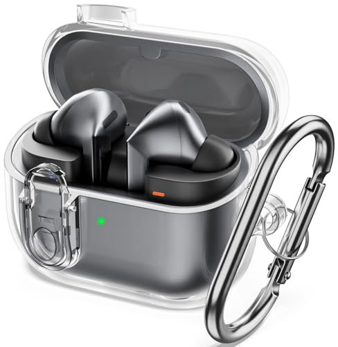 ORNARTO für Samsung Galaxy Buds 3 | 3 Pro Hülle, Transparente, Premium TPU Galaxy Earbuds 3 u. 3 Pro Case mit Karabiner, Schutzhülle Samsung Buds 3, 3Pro - Durchsichtig