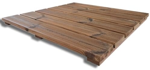 SUNWOOD Pedana doccia in legno Thermo-Wood interno/esterno 78x78 cm, con piedini antiscivolo