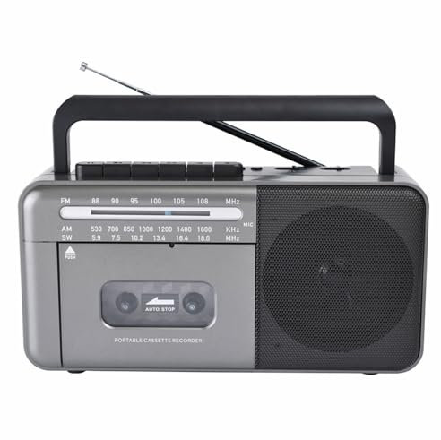 OZTYSGXM Old-Fashioned Nostalgic Cassette Player - Portable Vintage Tape Player Recorder with Handle, Support TF/SD/USB Card Playback, for Family Gathering Travel,Grey
