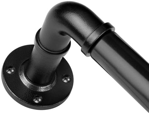 black Curtain Pole 80 to 148 cm, HOTOZON 25 mm Industrial Curtain Poles for Eyelet Curtains, Metal Blackout Curtain Rod Extendable with Bracketsfor Bedroom, Living room