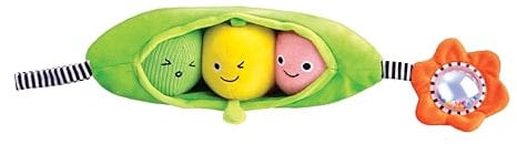 Hape Hochet 3 petits pois | Jouet sensoriel pour enfants | Avec de nombreux sons et textures | A accrocher au landau